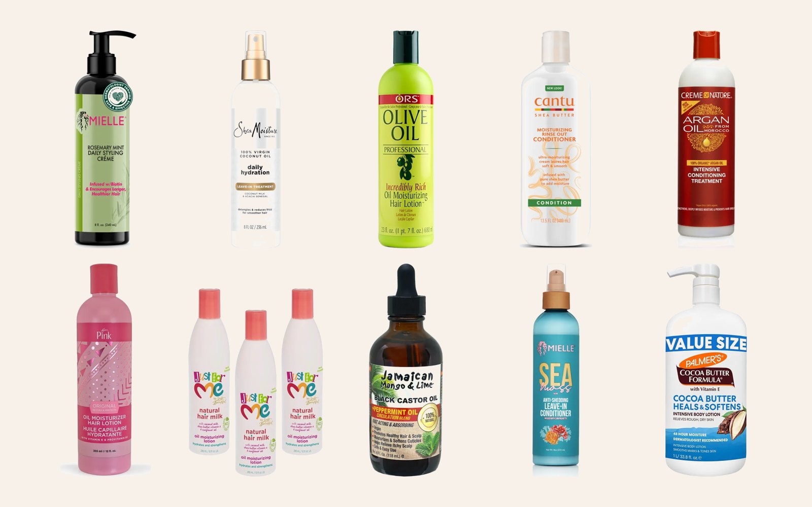 Mielle, SheaMoisture, ORS, Cantu, Creme of Nature, Luster's Pink, Just for Me, Jamaican Mango & Lime and Palmer's hair care, in stock at D&D